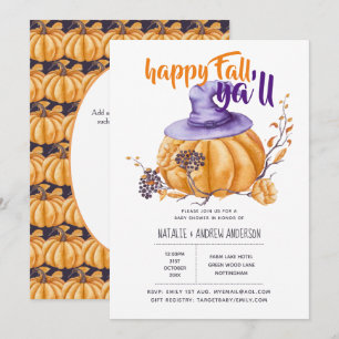Convites Pumpkin Fall Chá de fraldas Halloween Org/Purga