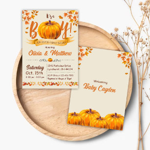 Convites Pumpkin Fall Chá de fraldas Invitation