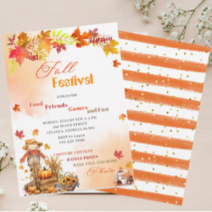 Convites Pumpkin Fall Festival Watercolor