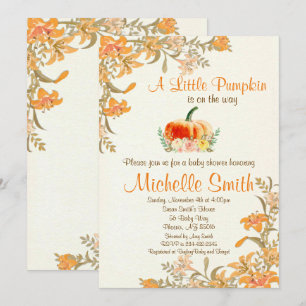 Convites Pumpkin Fall Floral Chá de fraldas