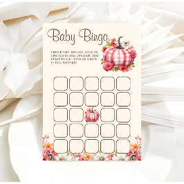 Convites Pumpkin Fall Floral Chá de fraldas Baby Bingo Game