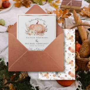 Convites Pumpkin Fall Foliage Floral Watercolor Casamento