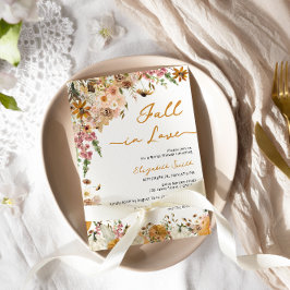 Convites Pumpkin Fall in Love Fall Floral Chá de panela