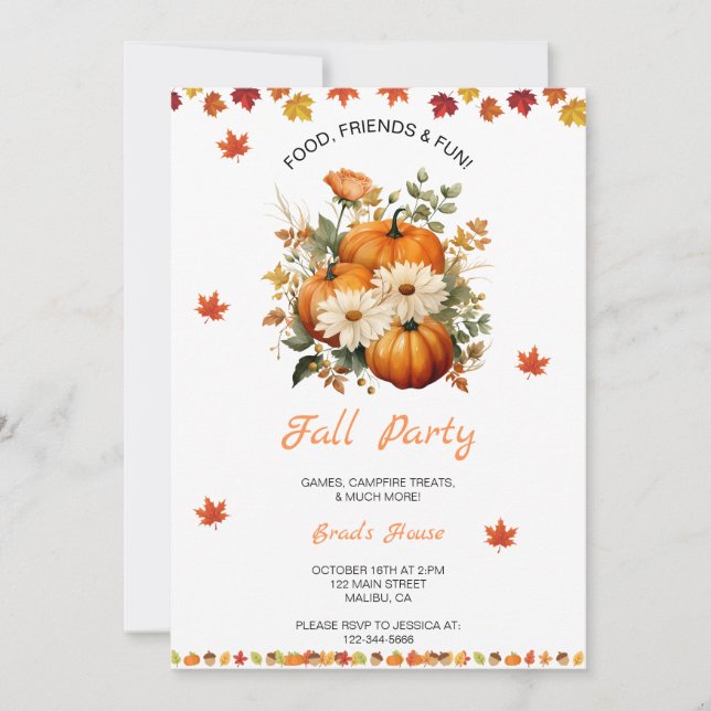 Convites Pumpkin Fall Party (Frente)