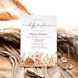 Convites Pumpkin Fall Wildflower Meadow Chá de fraldas