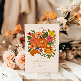 Convites Pumpkin Floral Birthday Brunch Invitation Fall
