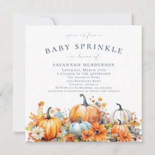 Convites Pumpkin Floral Chá de fraldas de Queda Sprinkle