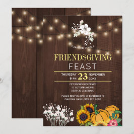 Convites Pumpkin Floral Rustic Wood Luzes Amizade