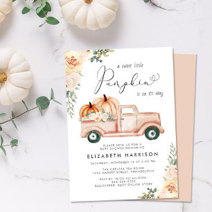 Convites Pumpkin Floral Truck Watercolor Chá de fraldas