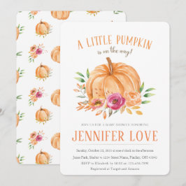 Convites Pumpkin Floral Watercolor Fall Chá de fraldas