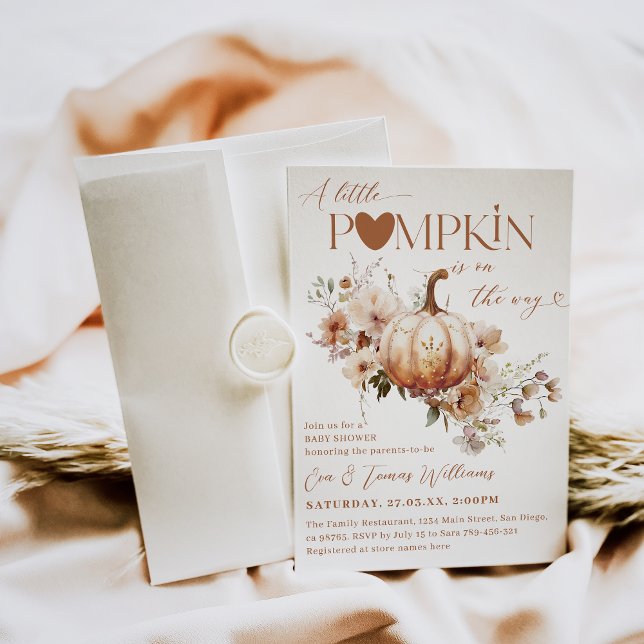 Convites Pumpkin & Flower Boho Fall Chá de fraldas (Criador carregado)