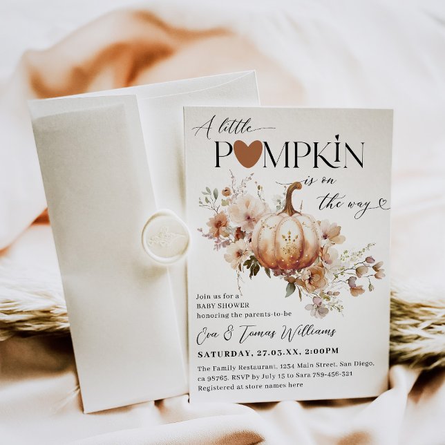 Convites Pumpkin & Flower Boho Fall Chá de fraldas (Criador carregado)
