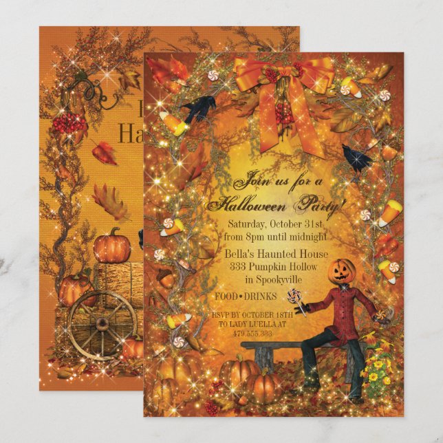 CONVITES PUMPKIN HALLOWEEN PARTITY (Frente/Verso)