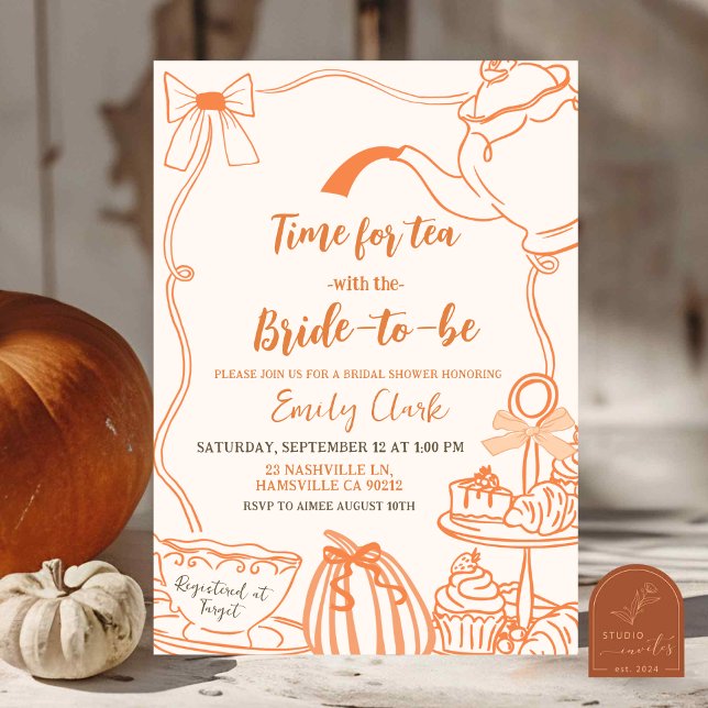 Convites Pumpkin Laranja De Abóbora Desenhado Depois (Criador carregado)