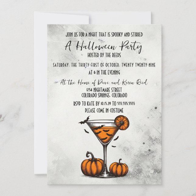 Convites Pumpkin Martini Halloween (Frente)