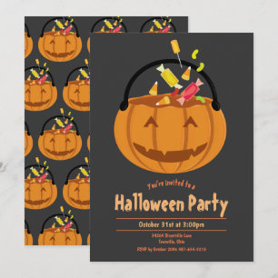Convites Pumpkin Pail Candy Kid's Halloween Party