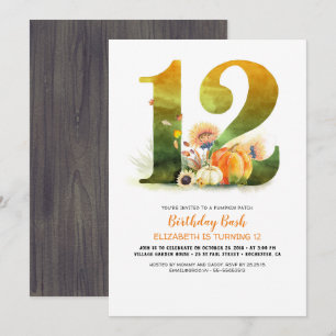 Convites Pumpkin Patch 12 Birthday Bash Fall Invitation