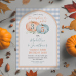 Convites Pumpkin Patch Brother & Sister Autumn Birday<br><div class="desc">Fall Brother & Sister Pumpkin Patch Aniversário Convite Elegante laranja e sábio verde Pumpkin Gingham Festa outono</div>