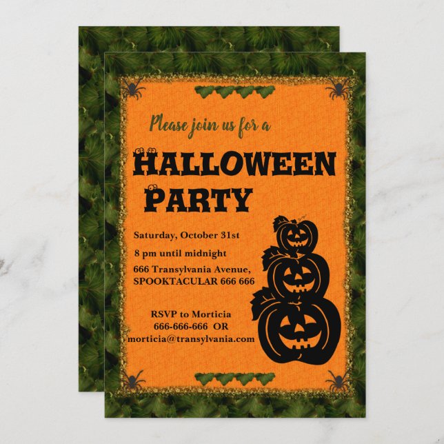 Convites Pumpkin Patch Halloween (Frente/Verso)