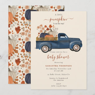 Convites Pumpkin Pickup Truck Fall Autumn Chá de fraldas Bo
