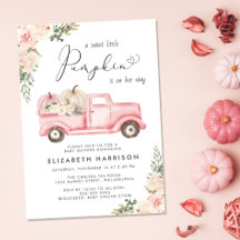 Pumpkin Pink Floral Vintage Truck Baby Girl Chá