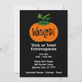 Convites Pumpkin Preto Negro de Halloween Feliz