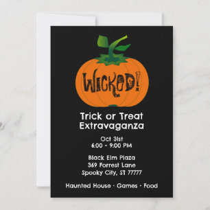 Convites Pumpkin Preto Negro de Halloween Feliz