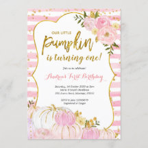 Pumpkin rosa e Dourado Primeiro Aniversário
