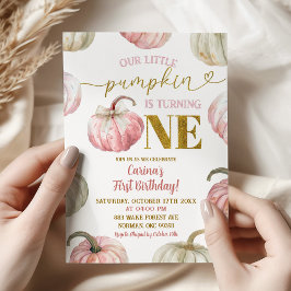 Convites Pumpkin Rosa Pastel está virando um aniversário