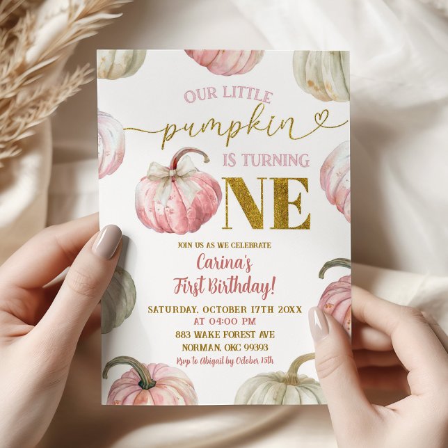 Convites Pumpkin Rosa Pastel está virando um aniversário (Criador carregado)