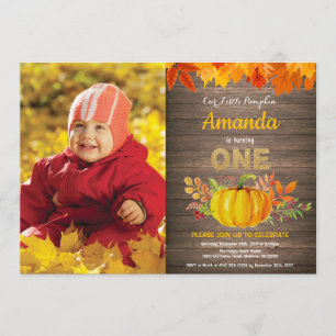 Convites Pumpkin Russo Cai Primeiro Aniversário Dourado