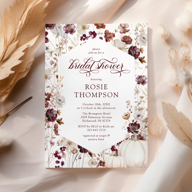 Convites Pumpkin Russo Queda Chá de panela de Flor Selvagem (Criador carregado)