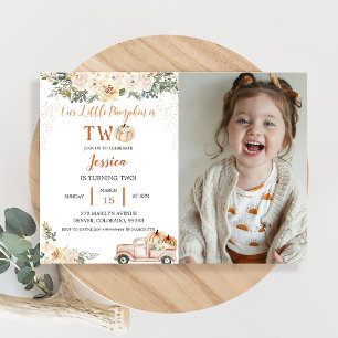 Convites Pumpkin Segundo Aniversário Nosso Pequeno Pumpkin