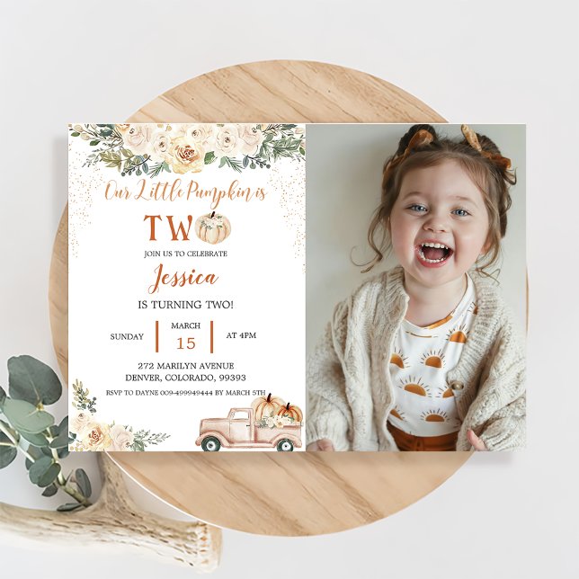 Convites Pumpkin Segundo Aniversário Nosso Pequeno Pumpkin  (Criador carregado)