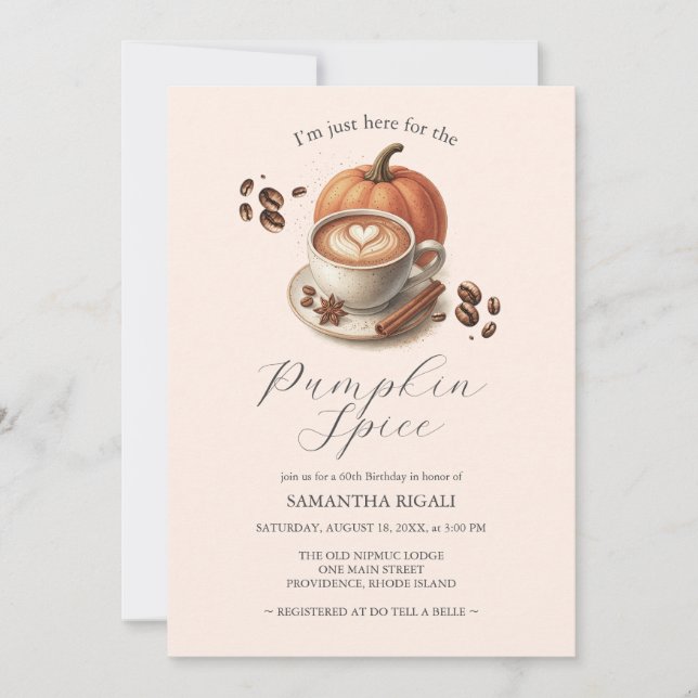 Convites Pumpkin Spice Coffee 60th Birthday Invites (Frente)