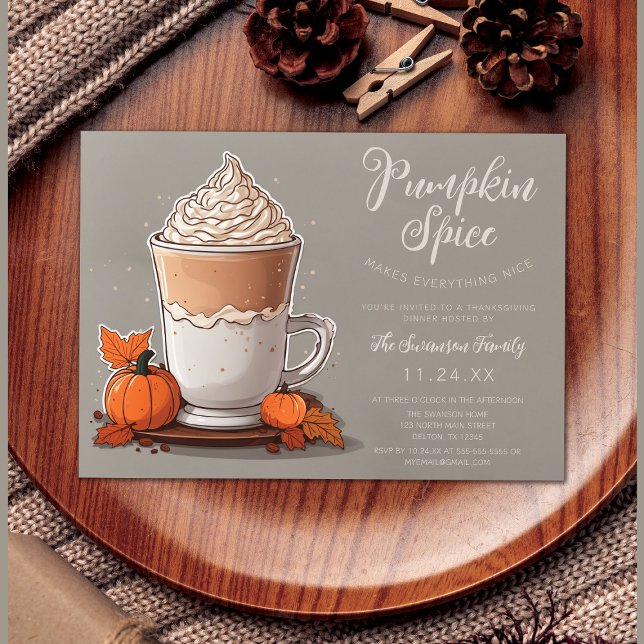 Convites Pumpkin Spice Coffee Janto de Ação de Graças (Criador carregado)