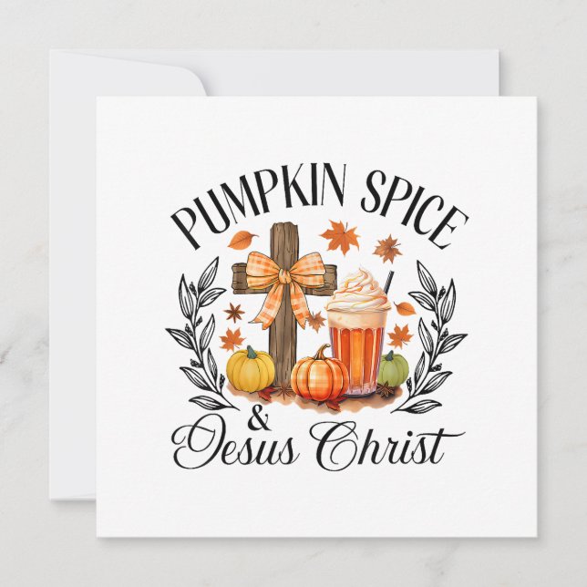 Convites Pumpkin Spice E Jesus Cristo Cruzando Pumpkin Chri (Frente)
