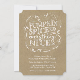 Convites Pumpkin Spice Vintage Kraft Pumpkin Carving Party