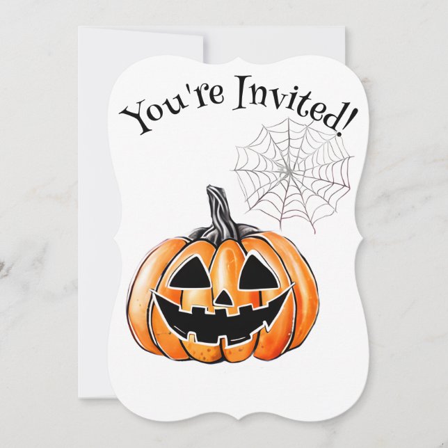 Convites Pumpkin & Spider Web Halloween Party (Frente)