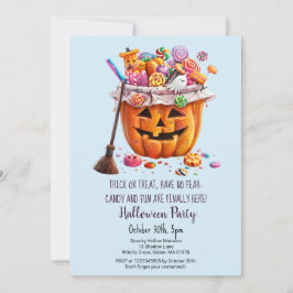 Convites Pumpkin Sweets Bruxa Broom Halloween