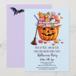 Convites Pumpkin Sweets Bruxa Broom Halloween