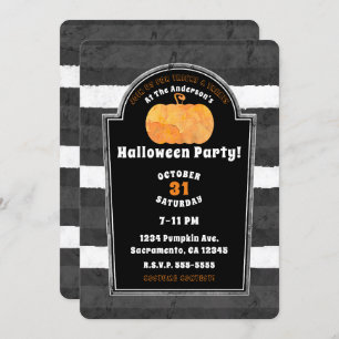 Convites Pumpkin Watercolor Spooky Gravestone Halloween