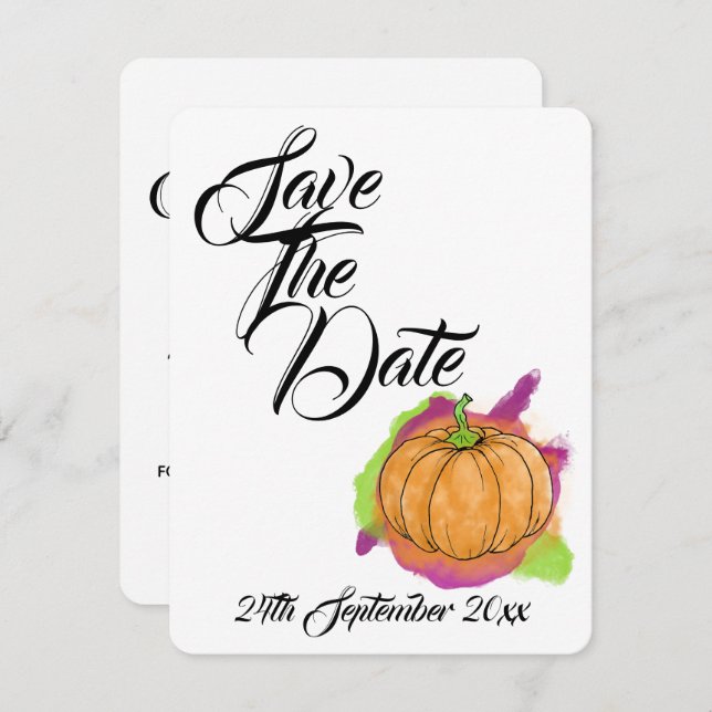 Convites Pumpkin Wedding Save The Date (Frente/Verso)