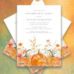 Convites Pumpkin Wildflower Fall Watercolor 60º Aniversário<br><div class="desc">As abóboras de queda estão aninhadas em delicadas flores silvestres amarelas do ouro e laranja para criar uma estética elegante. Todo o texto é editável para que você possa facilmente artesanato seu próprio humor especial.</div>