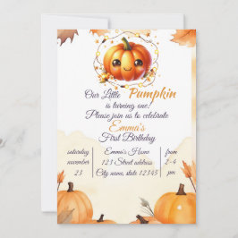 Convites Pumpkin Wildflower Fall Watercolor Aniversário
