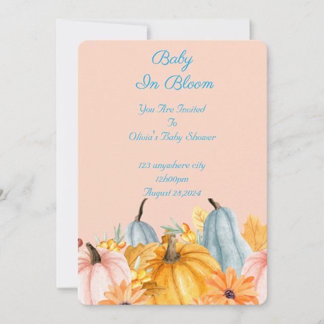 Convites Pumpkins baby shower invitation  (Frente)