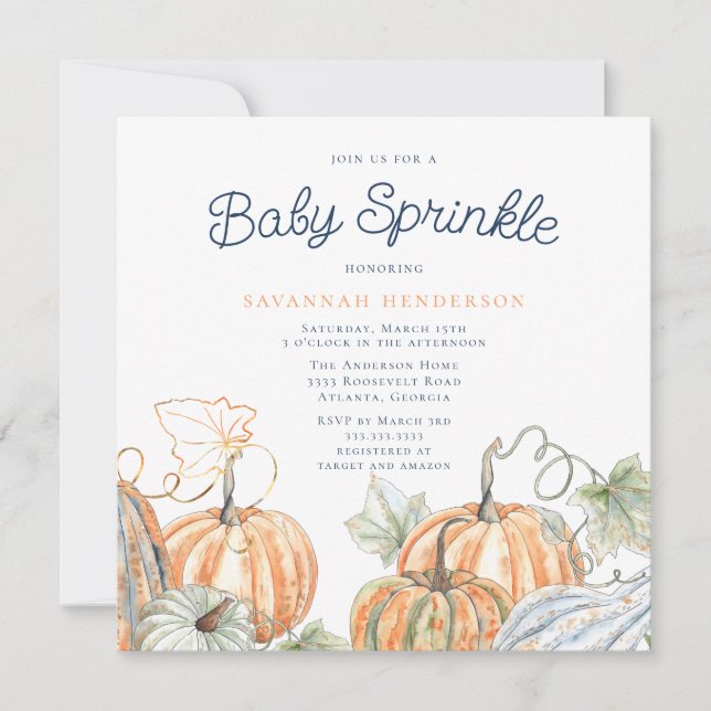 Convites Pumpkins Baby Sprinkle (Frente)
