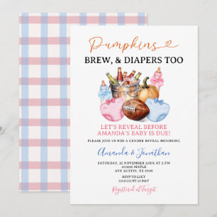 Convites Pumpkins Brew & Fraldas para a Revelação de Gênero