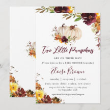 Pumpkins Burgundy Orange Floral Twins Chá de frald