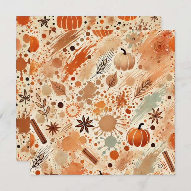 Convites Pumpkins de Aquarela Automática Imprimível (Frente/Verso)